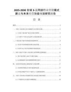 2025-2030全球3-溴丙炔行業(yè)營銷模式建議與未來經(jīng)營效益規(guī)劃研究報告