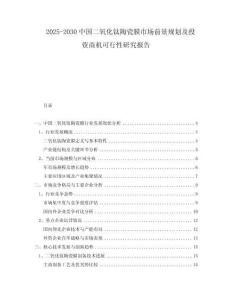2025-2030中國二氧化鈦陶瓷膜市場前景規劃及投資商機可行性研究報告