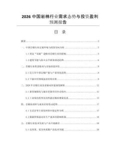 2026中國巖棉行業(yè)需求態(tài)勢與投資盈利預(yù)測報告