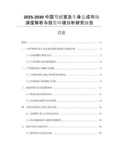 2025-2030中國(guó)駕駛室及車身總成市場(chǎng)深度解析與投資環(huán)境分析研究報(bào)告