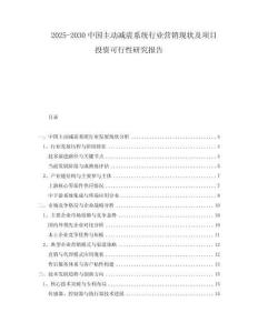 2025-2030中國(guó)主動(dòng)減震系統(tǒng)行業(yè)營(yíng)銷現(xiàn)狀及項(xiàng)目投資可行性研究報(bào)告