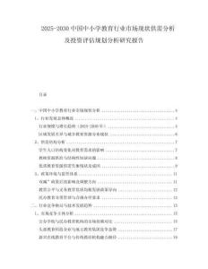 2025-2030中國中小學(xué)教育行業(yè)市場(chǎng)現(xiàn)狀供需分析及投資評(píng)估規(guī)劃分析研究報(bào)告