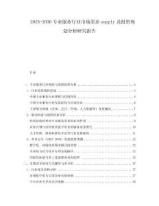 2025-2030專業(yè)服務(wù)行業(yè)市場(chǎng)需求supply及投資規(guī)劃分析研究報(bào)告