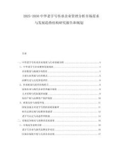 2025-2030中華老字號(hào)傳承企業(yè)管理分析市場(chǎng)需求與發(fā)展趨勢(shì)結(jié)構(gòu)研究報(bào)告和規(guī)劃