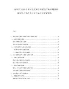 2025至2030中國(guó)智慧交通管理系統(tǒng)行業(yè)市場(chǎng)現(xiàn)狀城市試點(diǎn)及投資效益評(píng)估分析研究報(bào)告