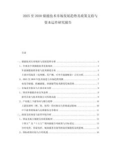 2025至2030儲能技術(shù)市場發(fā)展趨勢及政策支持與資本運(yùn)作研究報(bào)告