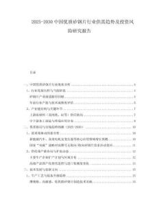 2025-2030中國優(yōu)質(zhì)矽鋼片行業(yè)供需趨勢及投資風(fēng)險(xiǎn)研究報(bào)告