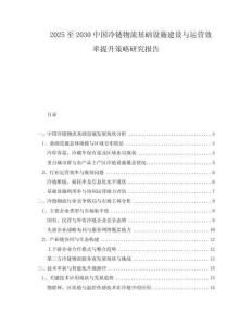 2025至2030中國冷鏈物流基礎(chǔ)設(shè)施建設(shè)與運營效率提升策略研究報告