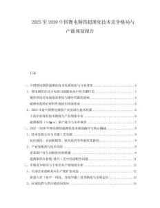 2025至2030中國鋰電銅箔超薄化技術(shù)競爭格局與產(chǎn)能規(guī)劃報(bào)告