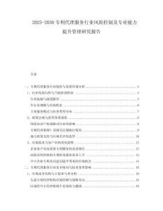 2025-2030專利代理服務(wù)行業(yè)風(fēng)險(xiǎn)控制及專業(yè)能力提升管理研究報(bào)告