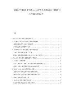 2025至2030中國MiniLED背光模組成本下降路徑與終端應(yīng)用報告