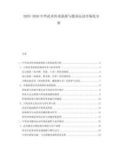 2025-2030中華武術(shù)傳承流派與健身運(yùn)動(dòng)市場(chǎng)化分析