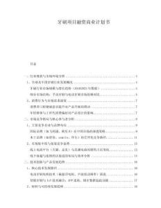 牙刷項(xiàng)目融資商業(yè)計(jì)劃書