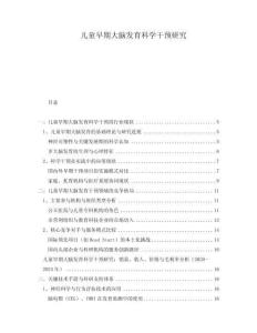 兒童早期大腦發(fā)育科學干預研究