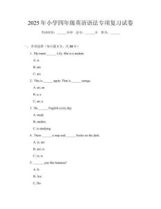 2025年小學(xué)四年級英語語法專項復(fù)習(xí)試卷