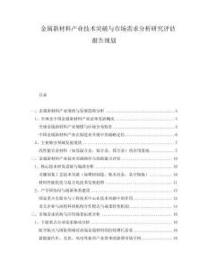 金屬新材料產(chǎn)業(yè)技術(shù)突破與市場(chǎng)需求分析研究評(píng)估報(bào)告規(guī)劃