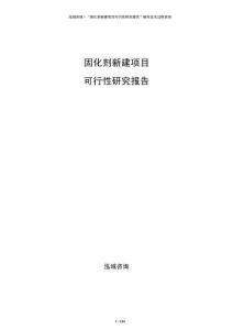 固化劑新建項目可行性研究報告