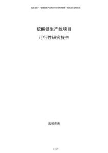 硫酸鎂生產(chǎn)線項目可行性研究報告