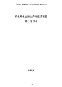 鋁電解電容器生產(chǎn)線建設(shè)項目商業(yè)計劃書