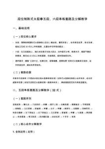 段位制陳式太極拳五段、六段單練套路及分解教學(xué)