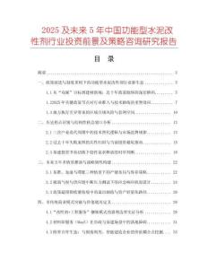 2025及未來5年中國功能型水泥改性劑行業投資前景及策略咨詢研究報告