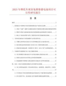 2025年摩托車密封免維修蓄電池項目可行性研究報告