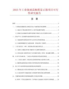 2025年工業級液晶觸摸顯示器項目可行性研究報告
