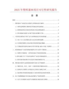 2025年塑料器皿項目可行性研究報告