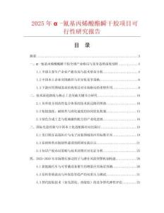 2025年α-氰基丙烯酸酯瞬干胶项目可行性研究报告