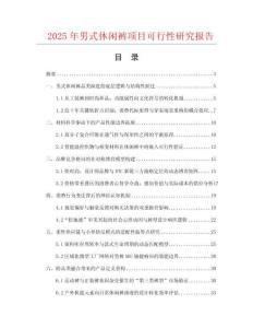 2025年男式休閑褲項目可行性研究報告