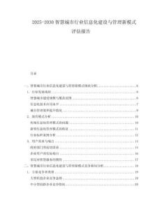 2025-2030智慧城市行業(yè)信息化建設(shè)與管理新模式評估報告