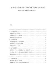 2025-2030影視制作行業投資機會分析內容種草品牌營銷商業模式創新文案