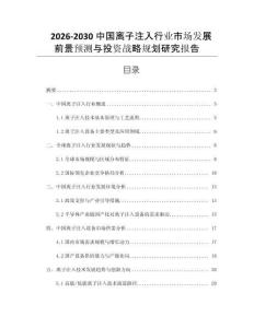 2026-2030中國(guó)離子注入行業(yè)市場(chǎng)發(fā)展前景預(yù)測(cè)與投資戰(zhàn)略規(guī)劃研究報(bào)告