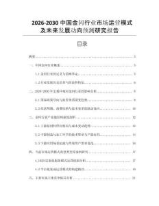2026-2030中國金閃行業(yè)市場運營模式及未來發(fā)展動向預(yù)測研究報告