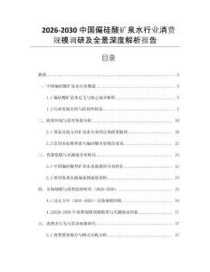 2026-2030中國偏硅酸礦泉水行業(yè)消費(fèi)規(guī)模調(diào)研及全景深度解析報(bào)告