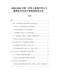 2026-2030中國一次性殺菌濕巾市場發(fā)展商機與未來銷售格局研究報告