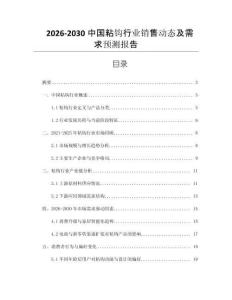 2026-2030中國粘鉤行業銷售動態及需求預測報告