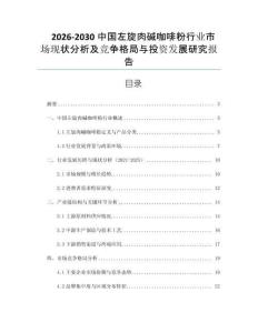 2026-2030中國左旋肉堿咖啡粉行業(yè)市場現(xiàn)狀分析及競爭格局與投資發(fā)展研究報告