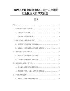 2026-2030中國蒸煮燉電煲行業(yè)供需趨勢及投資風險研究報告