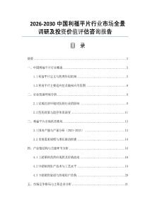 2026-2030中國利福平片行業(yè)市場全景調(diào)研及投資價值評估咨詢報告