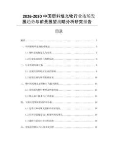 2026-2030中國塑料填充物行業市場發展趨勢與前景展望戰略分析研究報告