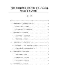 2026中國地雷探測系統行業現狀動態及投資前景展望報告