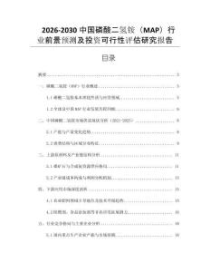 2026-2030中國(guó)磷酸二氫銨（MAP）行業(yè)前景預(yù)測(cè)及投資可行性評(píng)估研究報(bào)告