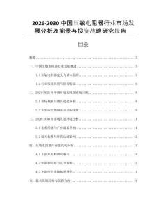 2026-2030中國壓敏電阻器行業(yè)市場發(fā)展分析及前景與投資戰(zhàn)略研究報告