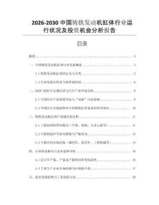 2026-2030中國鑄鐵發(fā)動機缸體行業(yè)運行狀況及投資機會分析報告