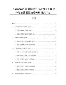 2026-2030中國手推車行業市場發展趨勢與前景展望戰略分析研究報告