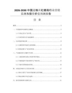 2026-2030中國滾珠絲杠螺母行業(yè)營銷監(jiān)測與投資價值預(yù)測報告