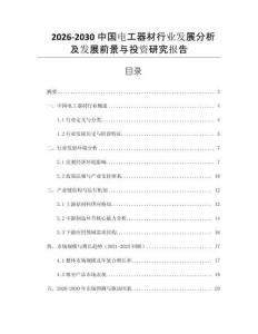 2026-2030中國電工器材行業(yè)發(fā)展分析及發(fā)展前景與投資研究報告