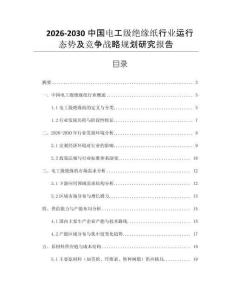 2026-2030中國電工級絕緣紙行業運行態勢及競爭戰略規劃研究報告