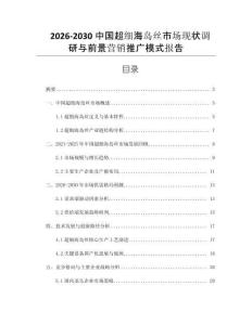 2026-2030中國超細海島絲市場現狀調研與前景營銷推廣模式報告